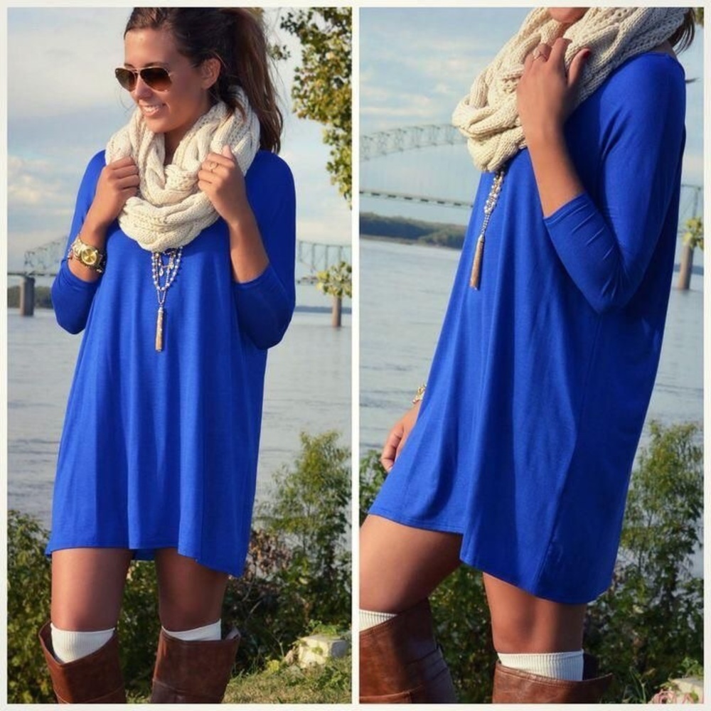 Blue Piko Dress